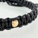 Pulsera Tejida Negra Corazón 4Mm 4 Und Oro Amarillo 18K