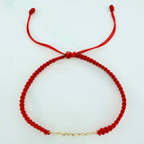 Pulsera Tejida Roja Mamá Oro Amarillo 18K