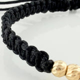 Pulsera Tejida Negra Mamá 4Mm 8 Und Oro Amarillo 18K