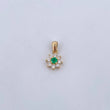 Dije Flor 0.8gr / 1.3cm / Esmeralda 8 Pts Diamantes 12 Pts Oro Amarillo 18K (Joya) &