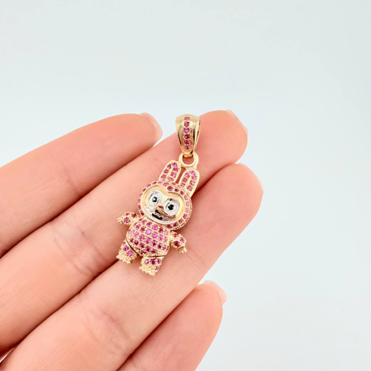 Dije Conejo Sonriente 6.05 g / 3.3 cm Dos Oros Amarillo Blanco 18K