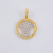 Dije Circulo Corona 2.85 g / 2.6 cm Dos Oros Amarillo Blanco 18K