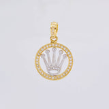 Dije Circulo Corona 2.85 g / 2.6 cm Dos Oros Amarillo Blanco 18K