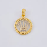 Dije Circulo Corona 2.85 g / 2.6 cm Dos Oros Amarillo Blanco 18K