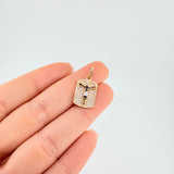 Dije Placa Cruz Cristo Milagroso 2.25 g / 2.3 cm Dos Oros Amarillo Blanco 18K