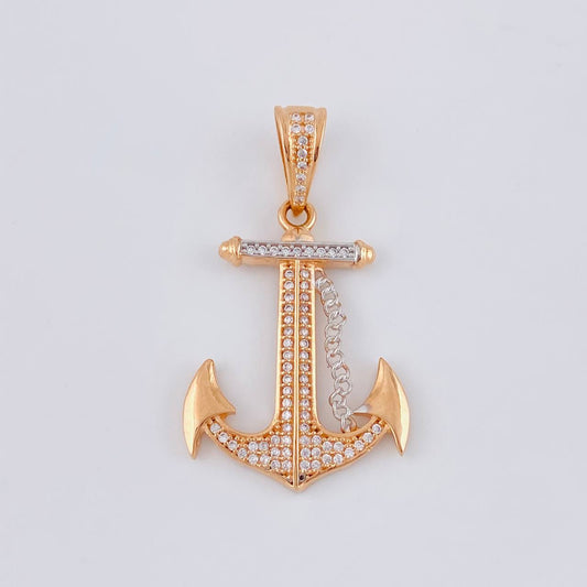 Dije Ancla 4.1 g / 3.8 cm Dos Oros Blanco Rosa 18K