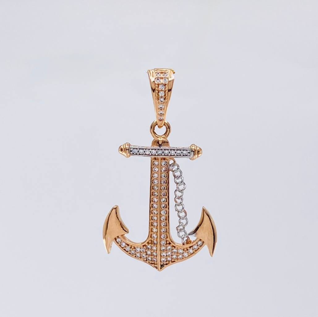 Dije Ancla 4.1 g / 3.8 cm Dos Oros Blanco Rosa 18K