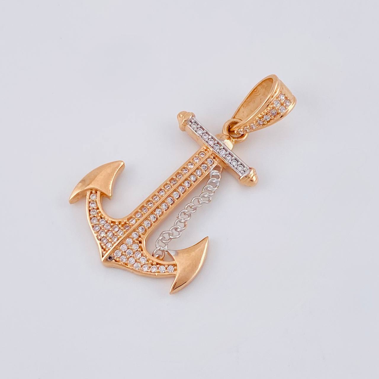 Dije Ancla 4.1 g / 3.8 cm Dos Oros Blanco Rosa 18K