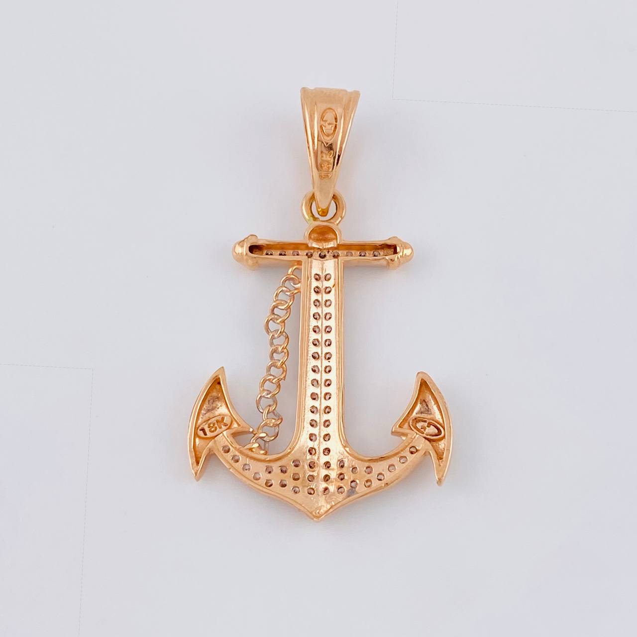 Dije Ancla 4.1 g / 3.8 cm Dos Oros Blanco Rosa 18K