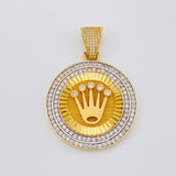 Dije Medalla Corona 20 g / 5.4 cm Dos Oros Amarillo Blanco 18K