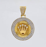 Dije Medalla Corona 20 g / 5.4 cm Dos Oros Amarillo Blanco 18K