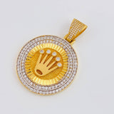Dije Medalla Corona 20 g / 5.4 cm Dos Oros Amarillo Blanco 18K