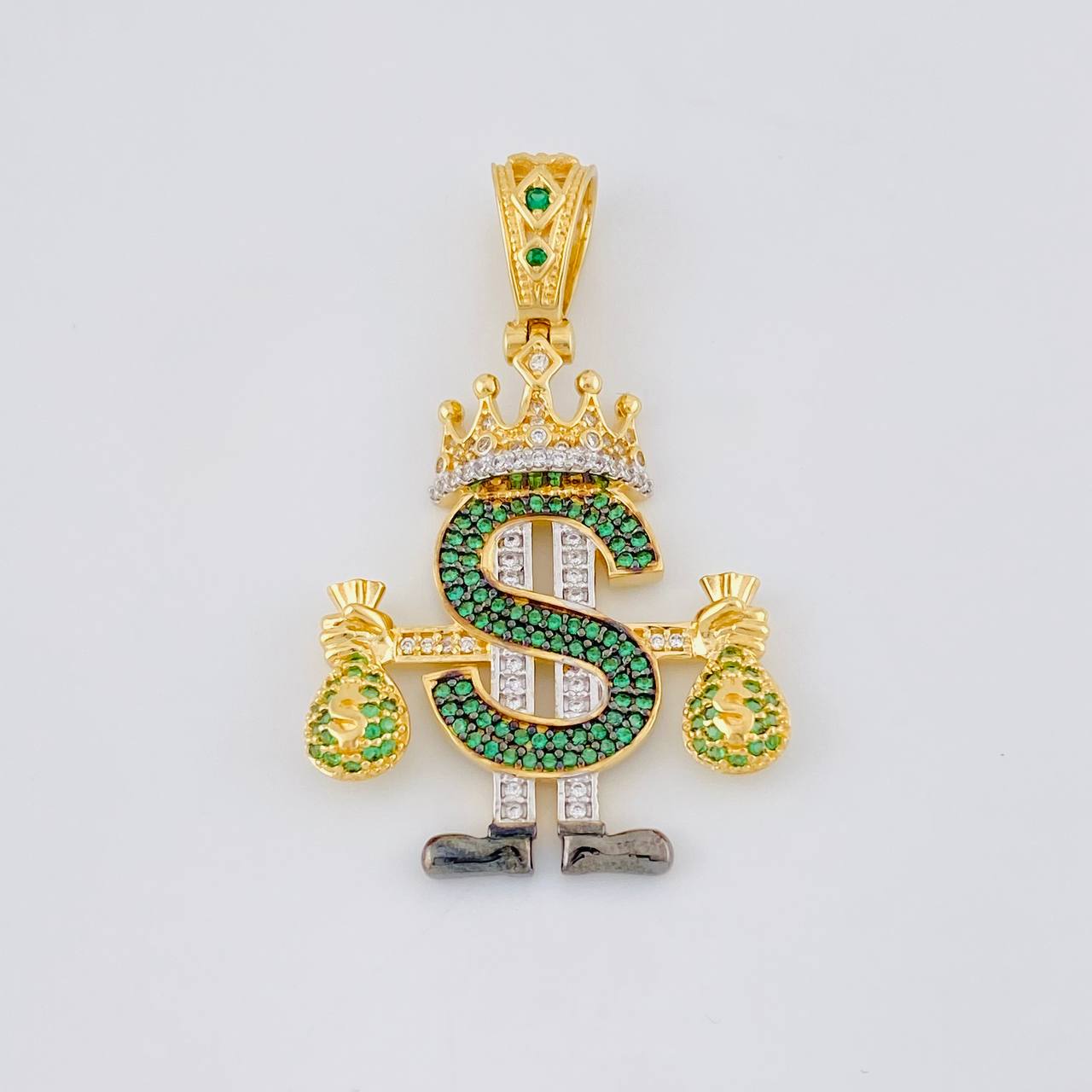 Dije Realeza Signo Dolar 9.65 g / 4.6 cm Dos Oros Amarillo Blanco 18K