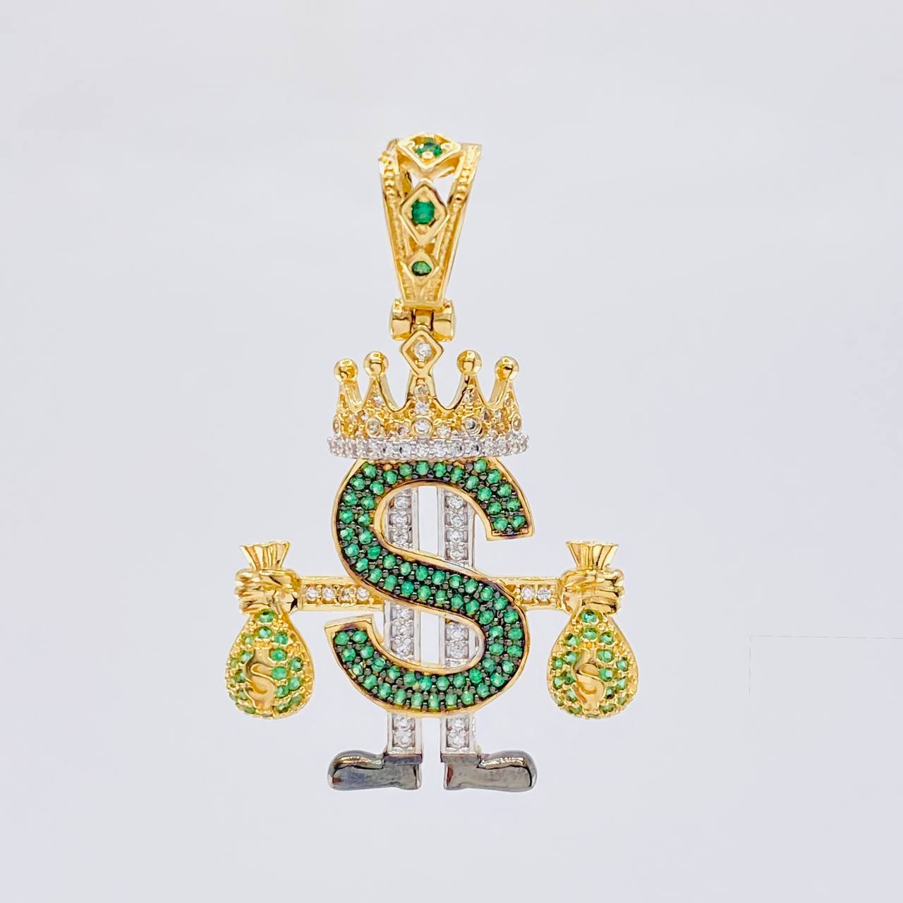 Dije Realeza Signo Dolar 9.65 g / 4.6 cm Dos Oros Amarillo Blanco 18K