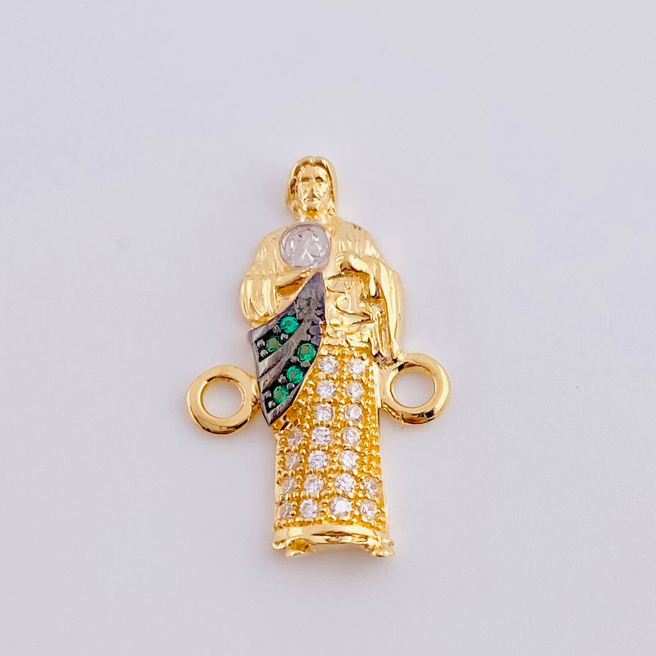 Herraje Judas Tadeo 1.8 g / 2 cm Dos Oros Amarillo Blanco 18K