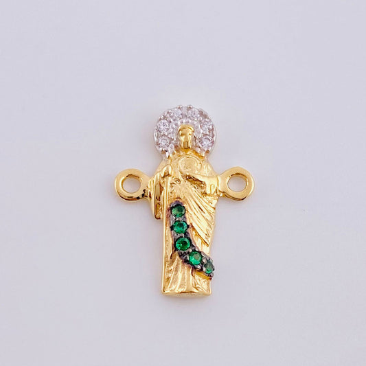 Herraje Judas Tadeo 1.2 g / 1.8 cm  Dos  Oros Amarillo Blanco 18K