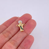 Herraje Judas Tadeo 1.2 g / 1.8 cm  Dos  Oros Amarillo Blanco 18K