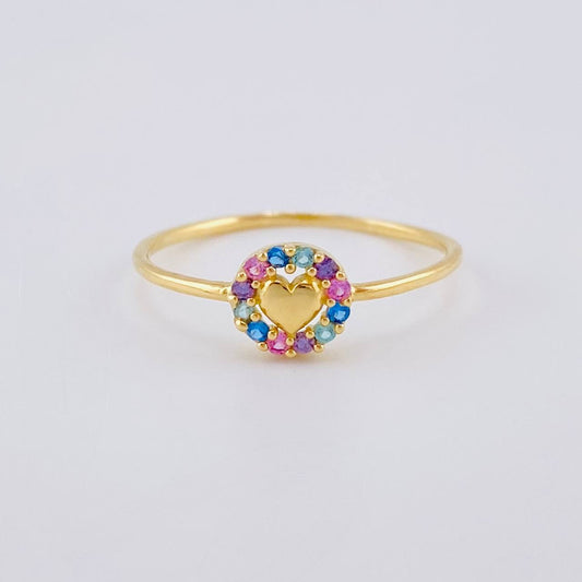 Anillo Circulo Corazon 1.05 g / T7 3/4 Oro Amarillo 18K