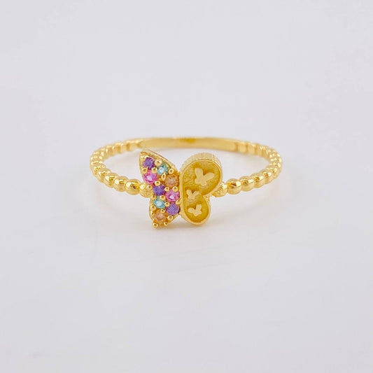 Anillo Mariposa Mate 1.35 g / T4 3/4 Oro Amarillo 18K