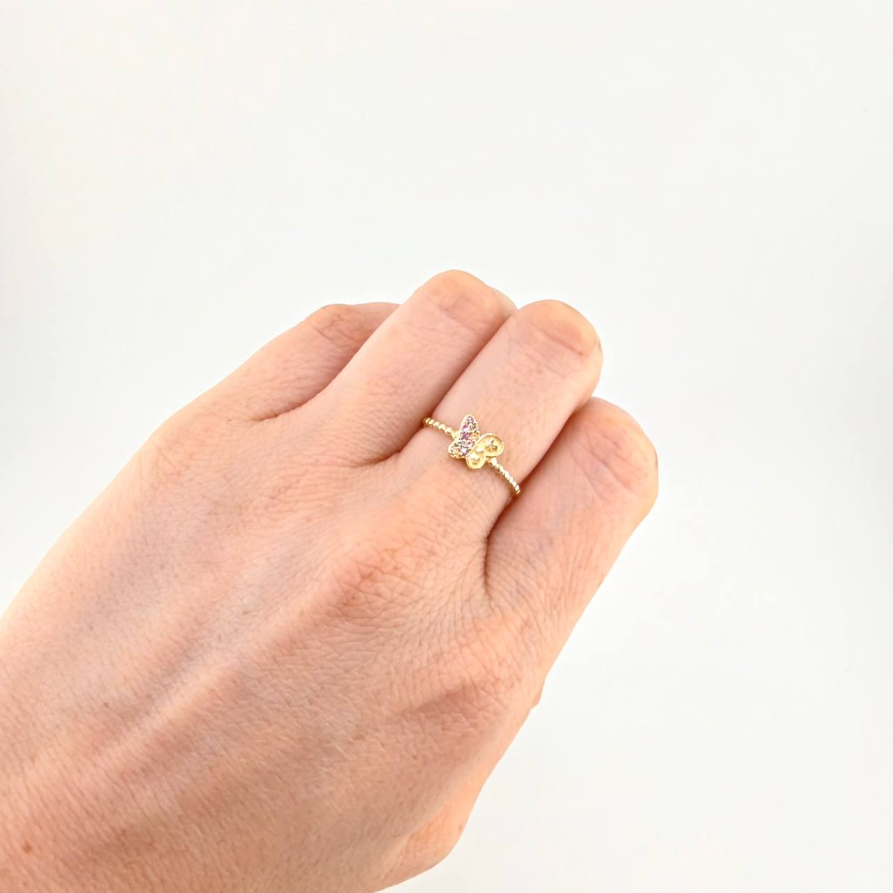 Anillo Mariposa Mate 1.35 g / T4 3/4 Oro Amarillo 18K