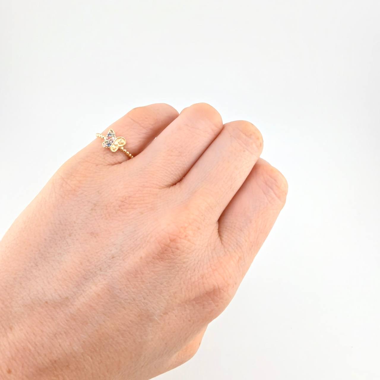 Anillo Mariposa Mate 1.45 g / T6 3/4 Oro Amarillo 18K