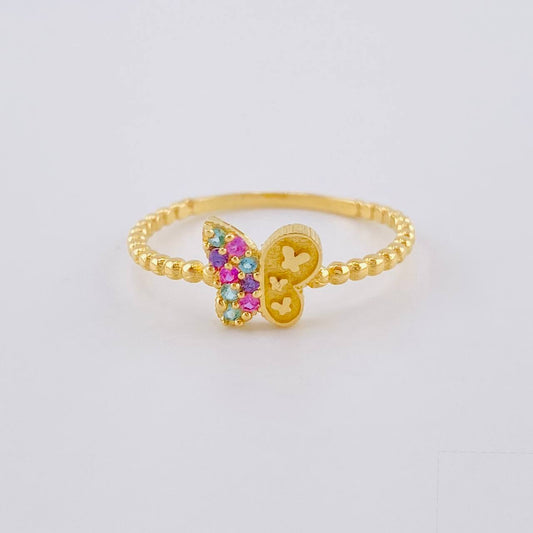 Anillo Mariposa Mate 1.45 g / T8 Oro Amarillo 18K