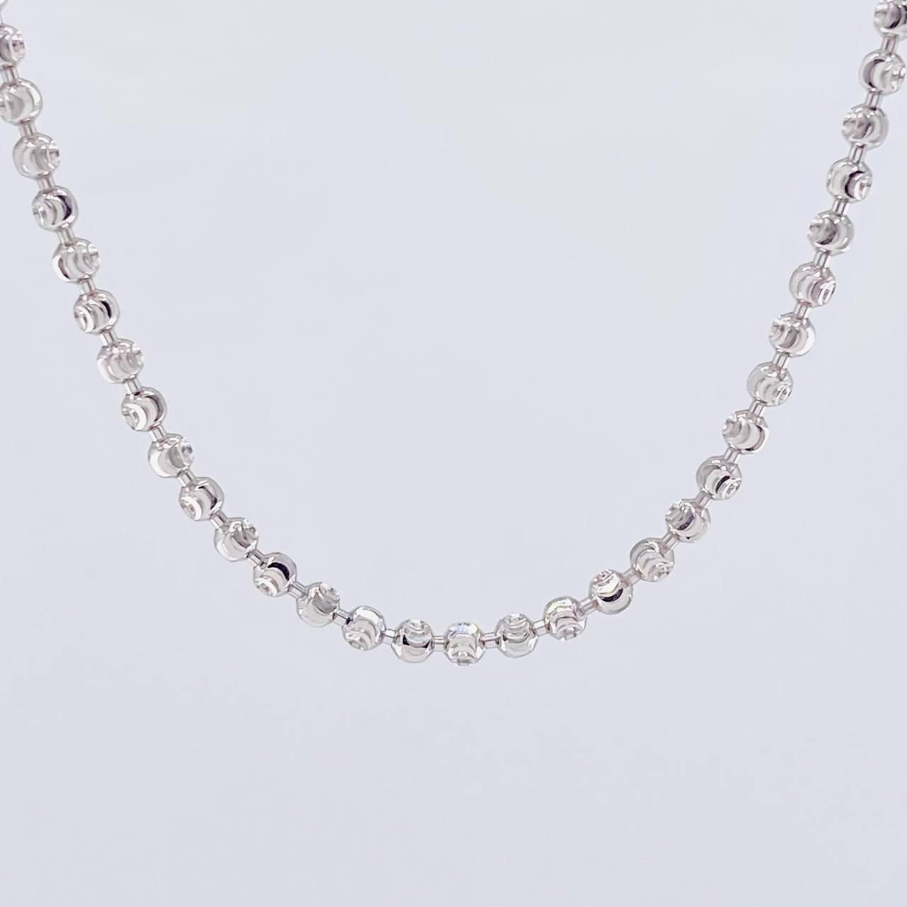 Cadena Militar Media Luna 15.4g / 50cm / 3mm Oro Blanco 18K