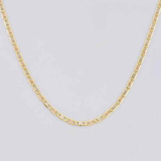 Cadena Escalera Plana Diamantada 1.4g / 45cm / 1.3mm Tres Oros 18K