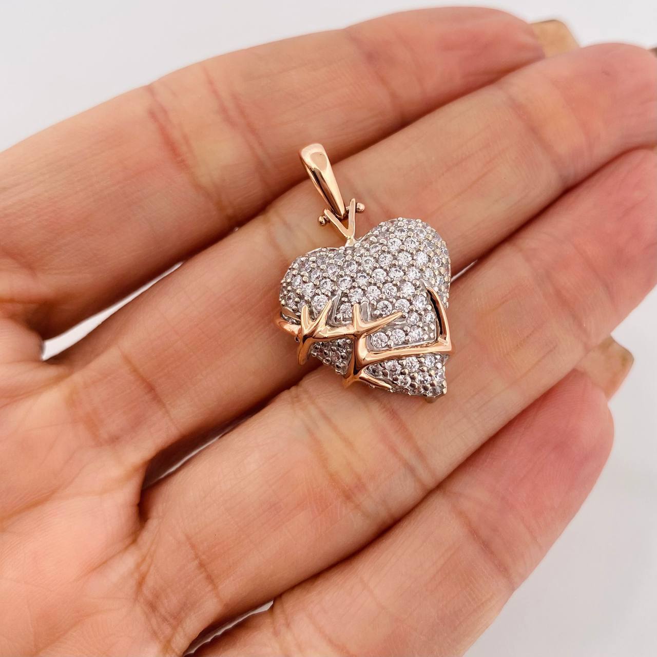 Dije Corazon Espinas 5.1g / 3cm Oro Rosa 18K