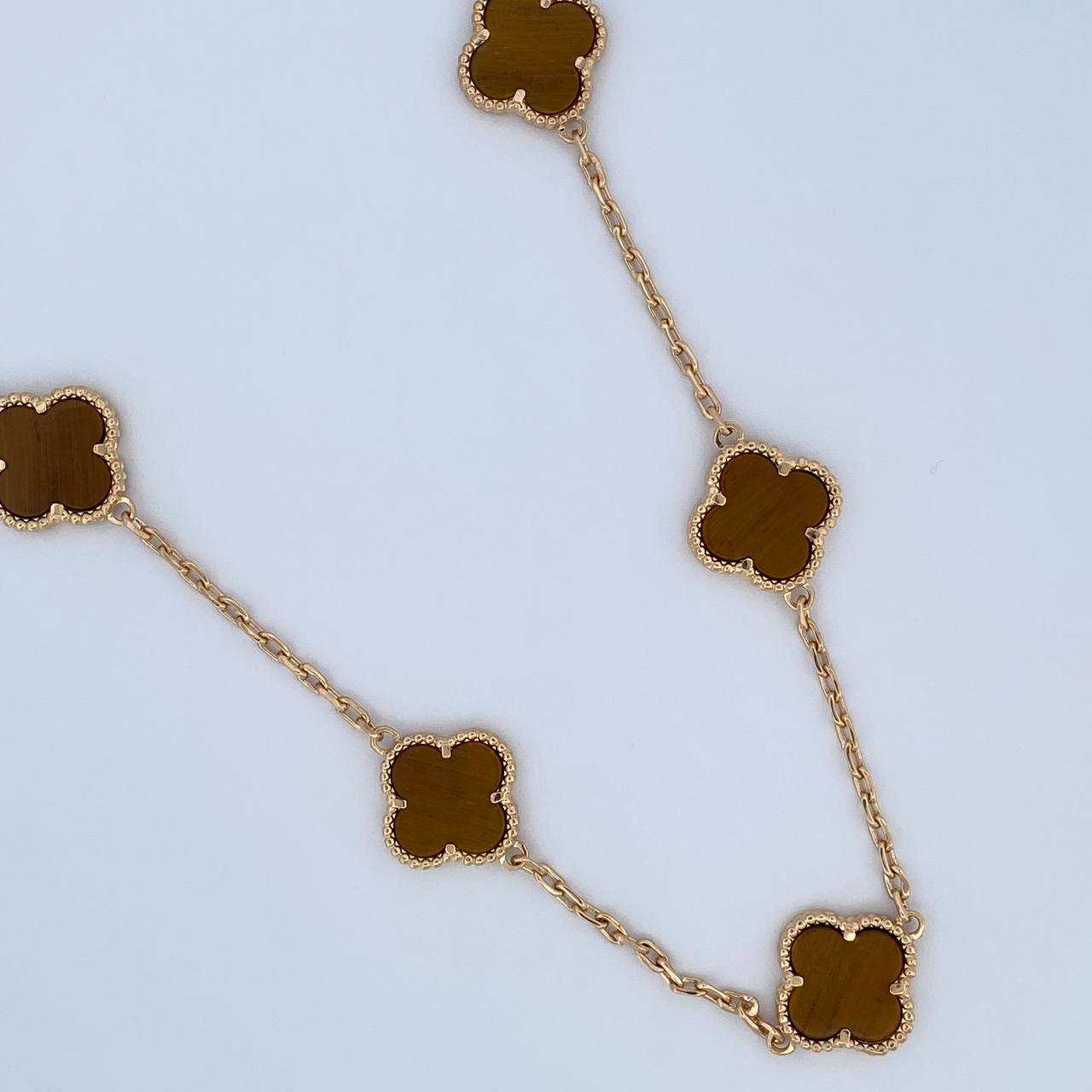 Cadena Aro Seguido Trebol 37.15gr / 67.7cm / 2.1mm Ojo De Tigre Oro Amarillo Nac.Esp. 18K $
