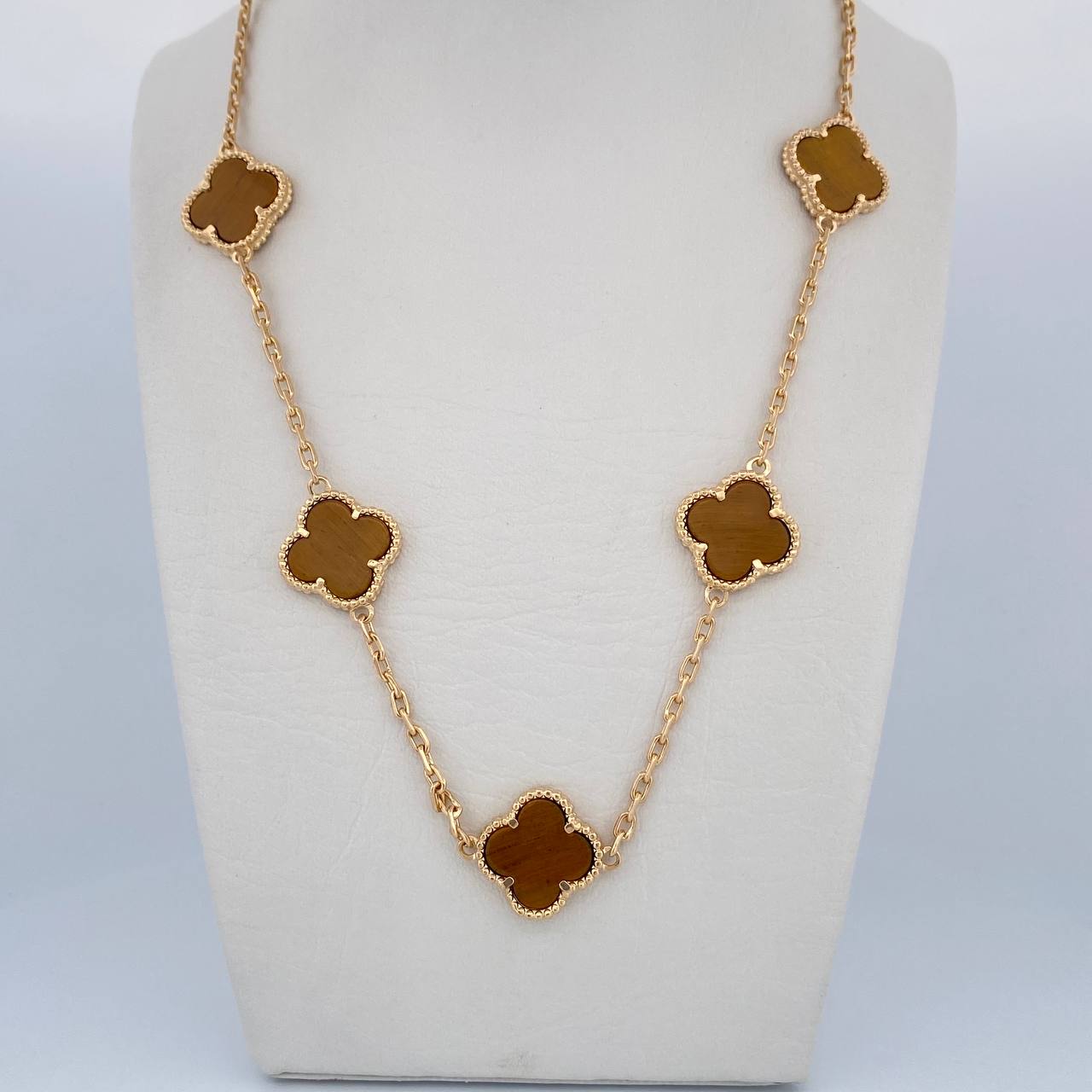 Cadena Aro Seguido Trebol 37.15gr / 67.7cm / 2.1mm Ojo De Tigre Oro Amarillo Nac.Esp. 18K $