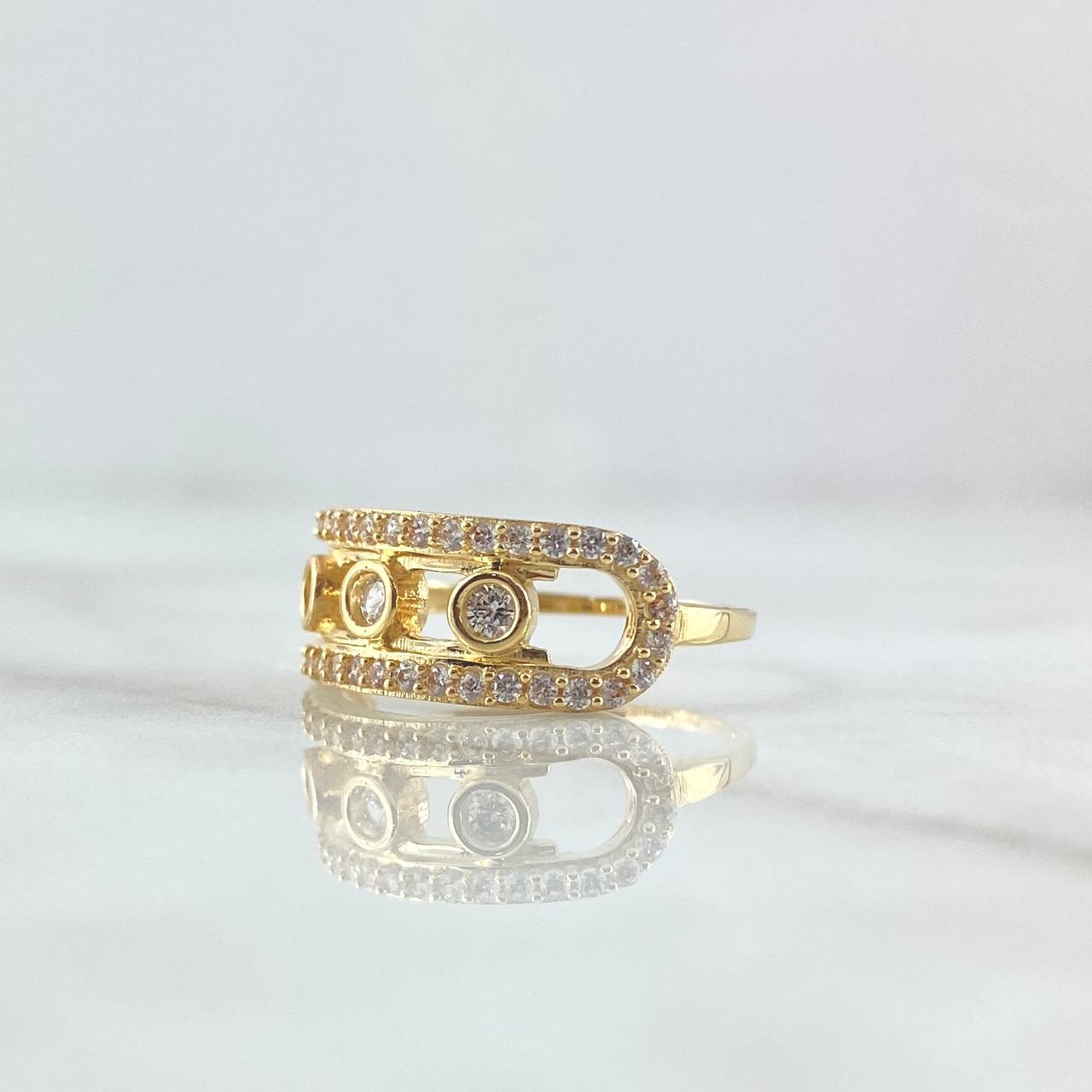 Anillo Marco Ovalado Orion 2.95gr / T6 1/2 / Circones Blancos Oro Amarillo 18K ©