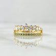 Anillo Tiara Yustapuesta 2.5gr / T7 1/2 / Circones Blancos Verdes Oro Amarillo 18K ©
