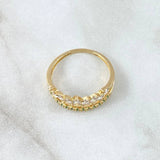 Anillo Tiara Yustapuesta 2.5gr / T7 1/2 / Circones Blancos Verdes Oro Amarillo 18K ©