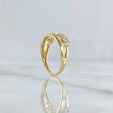 Anillo Tiara Yustapuesta 2.5gr / T7 1/2 / Circones Blancos Verdes Oro Amarillo 18K ©