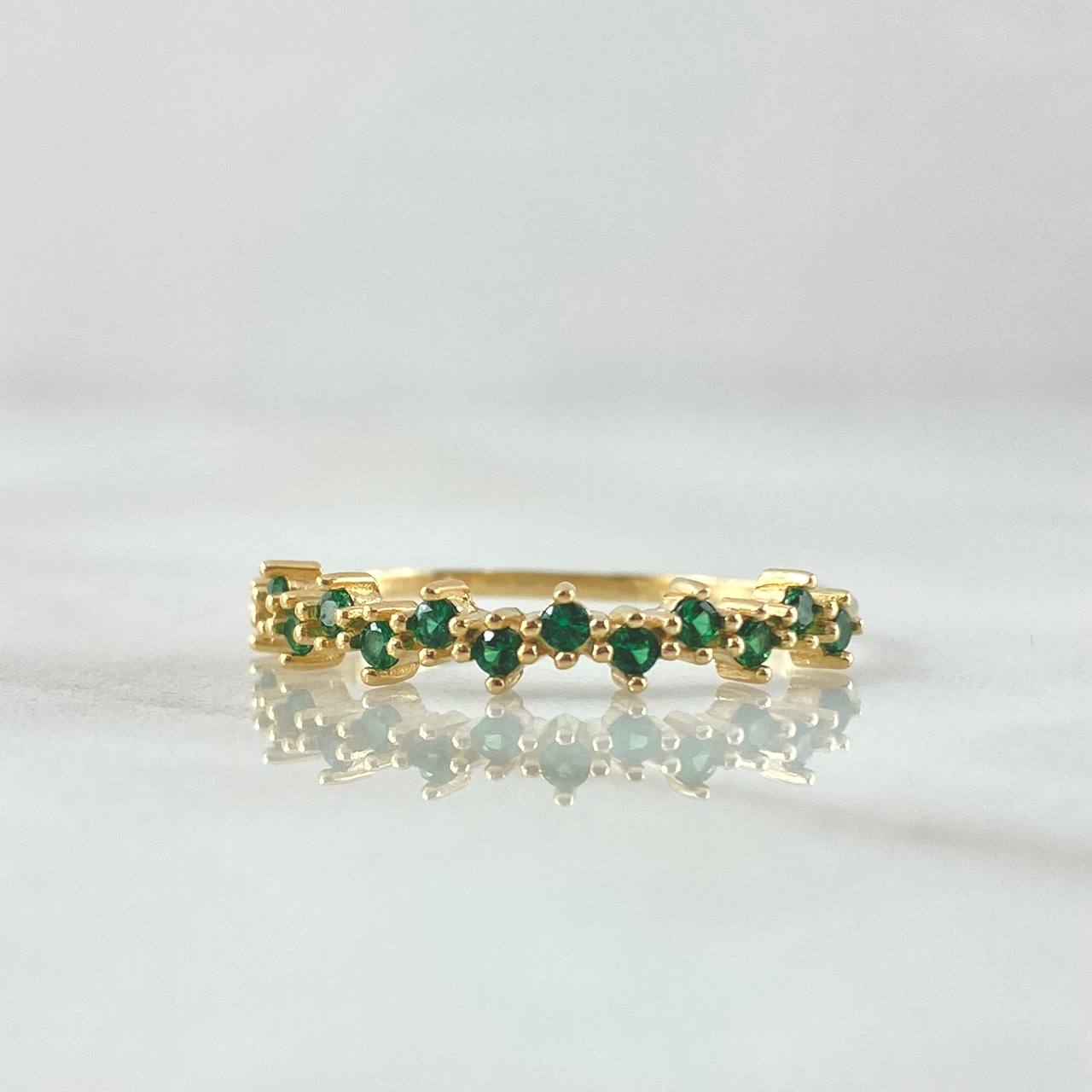 Anillo Zig Zag 1.45gr / T6 1/2 / Circones Verdes Oro Amarillo 18K ©