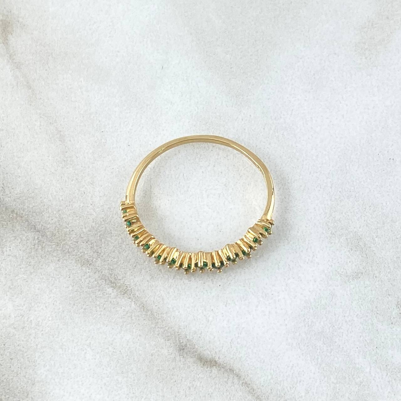 Anillo Zig Zag 1.45gr / T6 1/2 / Circones Verdes Oro Amarillo 18K ©