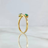 Anillo Abrazo Doble Punta 1.85gr / T7 1/2 / Circones Blancos Verdes Oro Amarillo 18K ©