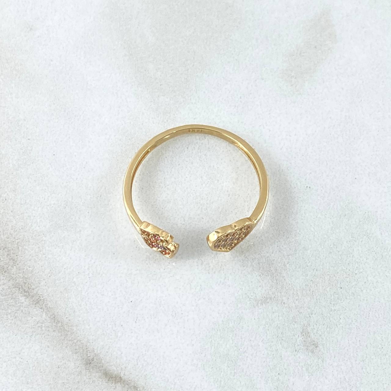 Anillo Abrazo Corazón Oso TS 1.65gr / T7 / Circones Blancos Multiculor Oro Amarillo 18K ©