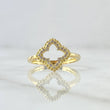 Anillo Flor Cuatro Petalos Puntiagudos 2.65gr / T6 1/2 / Circones Blancos Oro Amarillo 18K ©
