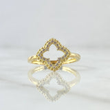 Anillo Flor Cuatro Petalos Puntiagudos 2.65gr / T6 1/2 / Circones Blancos Oro Amarillo 18K ©