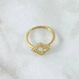 Anillo Flor Cuatro Petalos Puntiagudos 2.65gr / T6 1/2 / Circones Blancos Oro Amarillo 18K ©