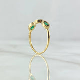 Anillo Ojos Trinity 1.4gr / T6 3/4 / Circones Verdes Oro Amarillo 18K ©