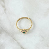 Anillo Flor Octopetala 2.2gr / T7 / Circones Blancos Verde Oro Amarillo 18K