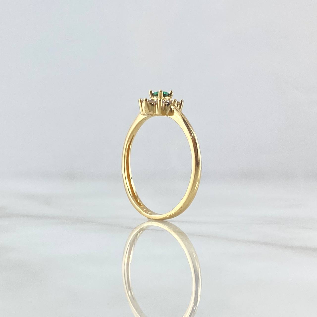 Anillo Flor Octopetala 2.2gr / T7 / Circones Blancos Verde Oro Amarillo 18K