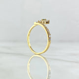 Anillo Flor Linea Super Puesta 2.35gr / T7 / Circones Blancos Verde Oro Amarillo 18K