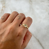 Anillo Solitario Halo Exagonal 2gr / T6 3/4 / Circones Blancos Oro Amarillo 18K