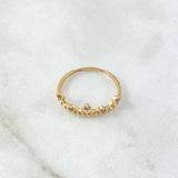 Anillo Corona Enpuntada 1.4gr / T6 1/4 / Circones Rosados Oro Amarillo 18K