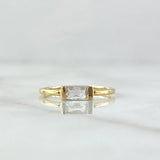 Anillo Solitario Rectangulo Central 1.3gr / T5 3/4 / Circon Blanco Oro Amarillo 18K