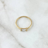 Anillo Solitario Rectangulo Central 1.3gr / T5 3/4 / Circon Blanco Oro Amarillo 18K